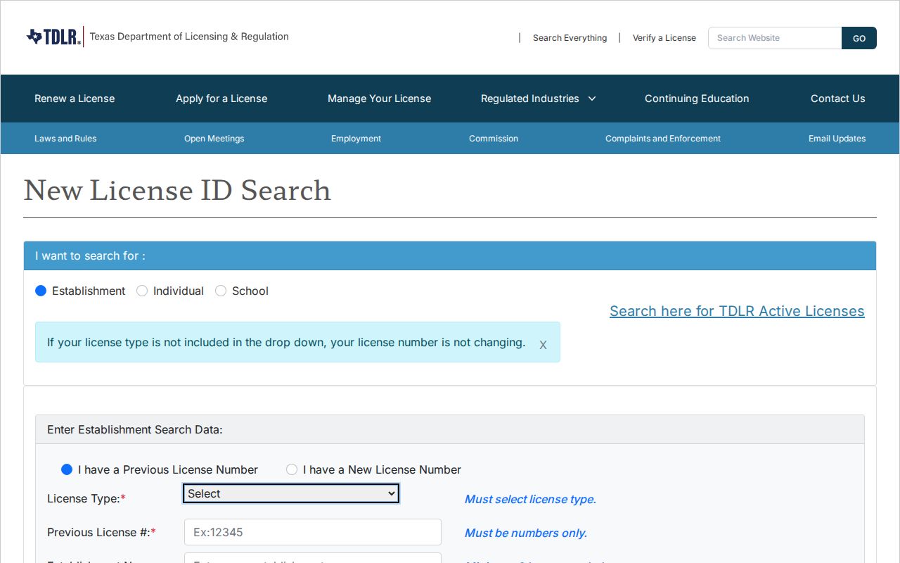 Cleburne residents directory Texas TDLR license search